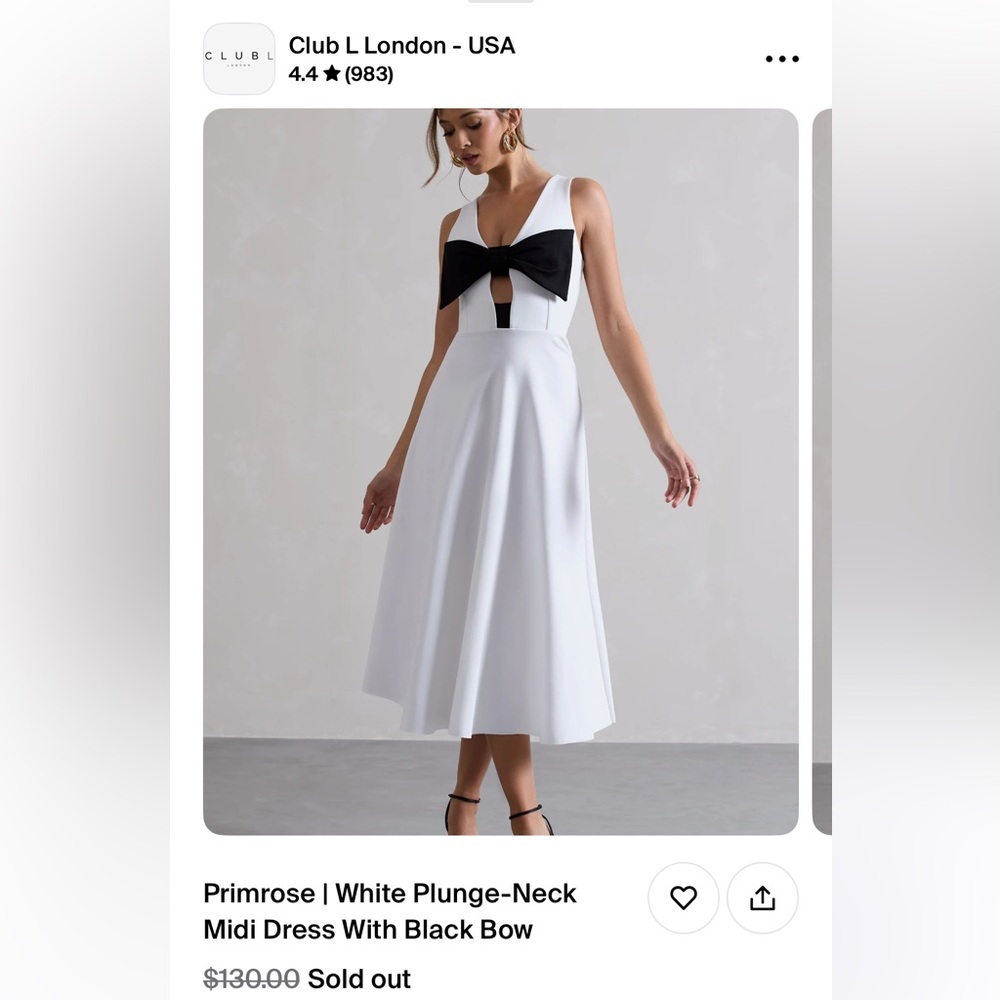 Club L London Primrose White Bow Dress